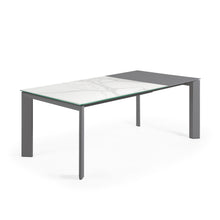 Load image into Gallery viewer, Axis extendable porcelain table with Kalos Blanco finish and dark grey steel legs, 140 (200) cm - image 6