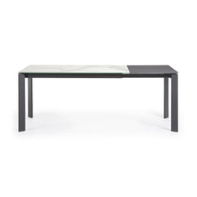 Load image into Gallery viewer, Axis extendable porcelain table with Kalos Blanco finish and dark grey steel legs, 140 (200) cm - image 7