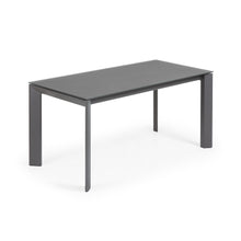 Load image into Gallery viewer, Axis extendable table in grey glass with steel legs in a dark grey finish, 160 (220) cm