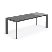 Load image into Gallery viewer, Axis extendable table in grey glass with steel legs in a dark grey finish, 160 (220) cm - image 3