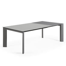Load image into Gallery viewer, Axis extendable table in grey glass with steel legs in a dark grey finish, 160 (220) cm - image 6