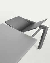 Load image into Gallery viewer, Axis extendable table in grey glass with steel legs in a dark grey finish, 160 (220) cm - image 9