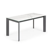 Load image into Gallery viewer, Axis porcelain extendable table in White Kalos finish with anthracite legs 160 (220) cm