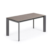 Load image into Gallery viewer, Axis extendable ceramic table in Vulcano Ceniza finish, anthracite steel legs 160 (220)cm