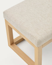 Load image into Gallery viewer, Loya bench in beige chenille and beech wood 128cm - image 5