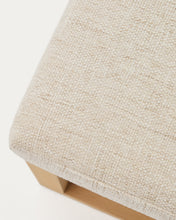 Load image into Gallery viewer, Loya bench in beige chenille and beech wood 128cm - image 7