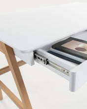 Load image into Gallery viewer, Dyana table in MDF with white lacquer and solid ash wood legs, 120 x 60 cm - image 5