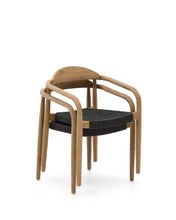 Load image into Gallery viewer, Nina stackable chair in FSC 100% solid acacia wood and black rope seat - image 9