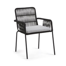 Load image into Gallery viewer, Samanta stackable chair in black cord with galvanised steel legs