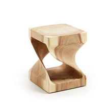 Load image into Gallery viewer, Hakon solid rain tree wood side table with carved interior, 30 x 30 cm