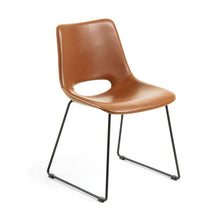 Load image into Gallery viewer, Zahara synthetic leather brown chair with steel legs with black finish FSC 100%