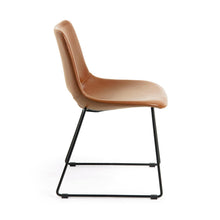 Load image into Gallery viewer, Zahara synthetic leather brown chair with steel legs with black finish FSC 100% - image 2