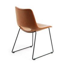 Load image into Gallery viewer, Zahara synthetic leather brown chair with steel legs with black finish FSC 100% - image 3