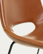 Load image into Gallery viewer, Zahara synthetic leather brown chair with steel legs with black finish FSC 100% - image 8