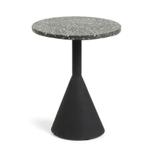 Load image into Gallery viewer, Delano black terrazzo side table with steel legs in a black finish, Ø 40 cm