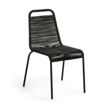 Load image into Gallery viewer, Lambton stackable chair in black rope and steel with black finish