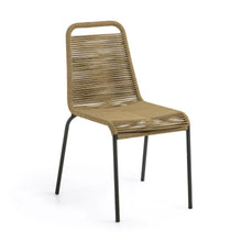 Load image into Gallery viewer, Lambton stackable chair in brown rope and steel with black finish