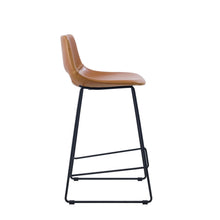 Load image into Gallery viewer, Zahara bar stool in brown synthetic leather with steel legs in black finish, height 65 cm, FSC 100% - image 2