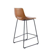 Load image into Gallery viewer, Zahara bar stool in brown synthetic leather with steel legs in black finish, height 65 cm, FSC 100% - image 3