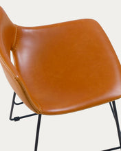 Load image into Gallery viewer, Zahara bar stool in brown synthetic leather with steel legs in black finish, height 65 cm, FSC 100% - image 7