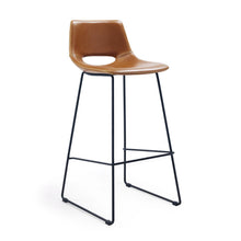 Load image into Gallery viewer, Brown synthetic leather Zahara barstool height 76 cm FSC 100%