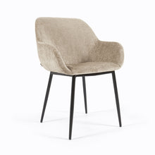 Load image into Gallery viewer, Konna chair in beige chenille with steel legs and painted black finish FR