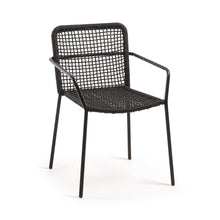Load image into Gallery viewer, Ellen stackable outdoor chair in black cord and galvanised steel