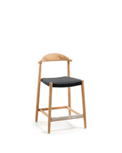Load image into Gallery viewer, Nina Stool made of solid acacia wood with natural finish and black rope, height 62 cm - image 2