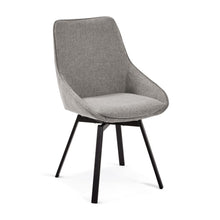 Load image into Gallery viewer, Jenna light grey swivel chair with steel legs with black finish FSC 100%