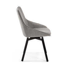 Load image into Gallery viewer, Jenna light grey swivel chair with steel legs with black finish FSC 100% - image 2