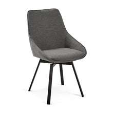 Load image into Gallery viewer, Jenna dark grey swivel chair with steel legs with black finish FSC 100%