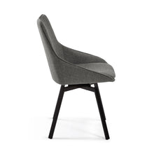 Load image into Gallery viewer, Jenna dark grey swivel chair with steel legs with black finish FSC 100% - image 2