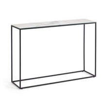 Load image into Gallery viewer, Rewena console table with Kalos Blanco porcelain top and steel structure, 110 x 75 cm