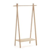 Load image into Gallery viewer, Natane birch wood and rattan clothing rail, 95 x 152 cm