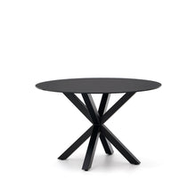 Load image into Gallery viewer, Argo round table with black glass and black steel legs Ø 120 cm