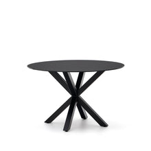 Load image into Gallery viewer, Argo round table with black glass and black steel legs Ø 120 cm - image 2