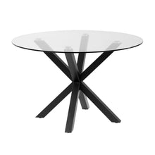 Load image into Gallery viewer, Argo round glass table with steel legs with black finish Ø 119 cm