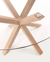 Load image into Gallery viewer, Argo round glass table with steel legs with wood-effect finish Ø 119 cm - image 7