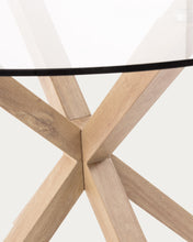 Load image into Gallery viewer, Argo round glass table with steel legs with wood-effect finish Ø 119 cm - image 8