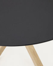 Load image into Gallery viewer, Argo round table in frosted black glass and wood effect steel legs, Ø 150 cm - image 5