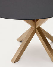 Load image into Gallery viewer, Argo round table in frosted black glass and wood effect steel legs, Ø 150 cm - image 6