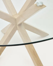 Load image into Gallery viewer, Argo round glass table and wood effect steel legs Ø 150 cm