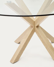 Load image into Gallery viewer, Argo round glass table and wood effect steel legs Ø 150 cm - image 2