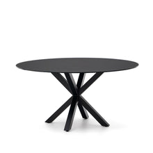 Load image into Gallery viewer, Argo round table with black glass and black steel legs Ø 150 cm