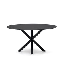 Load image into Gallery viewer, Argo round table with black glass and black steel legs Ø 150 cm - image 3