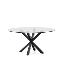 Load image into Gallery viewer, Argo round table in glass and steel legs with black finish Ø 150 cm