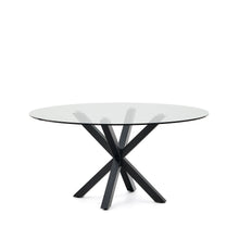 Load image into Gallery viewer, Argo round table in glass and steel legs with black finish Ø 150 cm - image 2