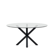 Load image into Gallery viewer, Argo round table in glass and steel legs with black finish Ø 150 cm - image 3