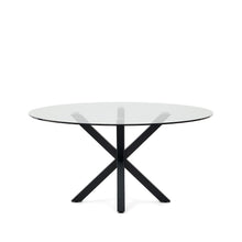 Load image into Gallery viewer, Argo round table in glass and steel legs with black finish Ø 150 cm - image 4