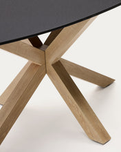 Load image into Gallery viewer, Argo oval table in matt black glass and wood-effect steel legs Ø 200 x 100 cm - image 5